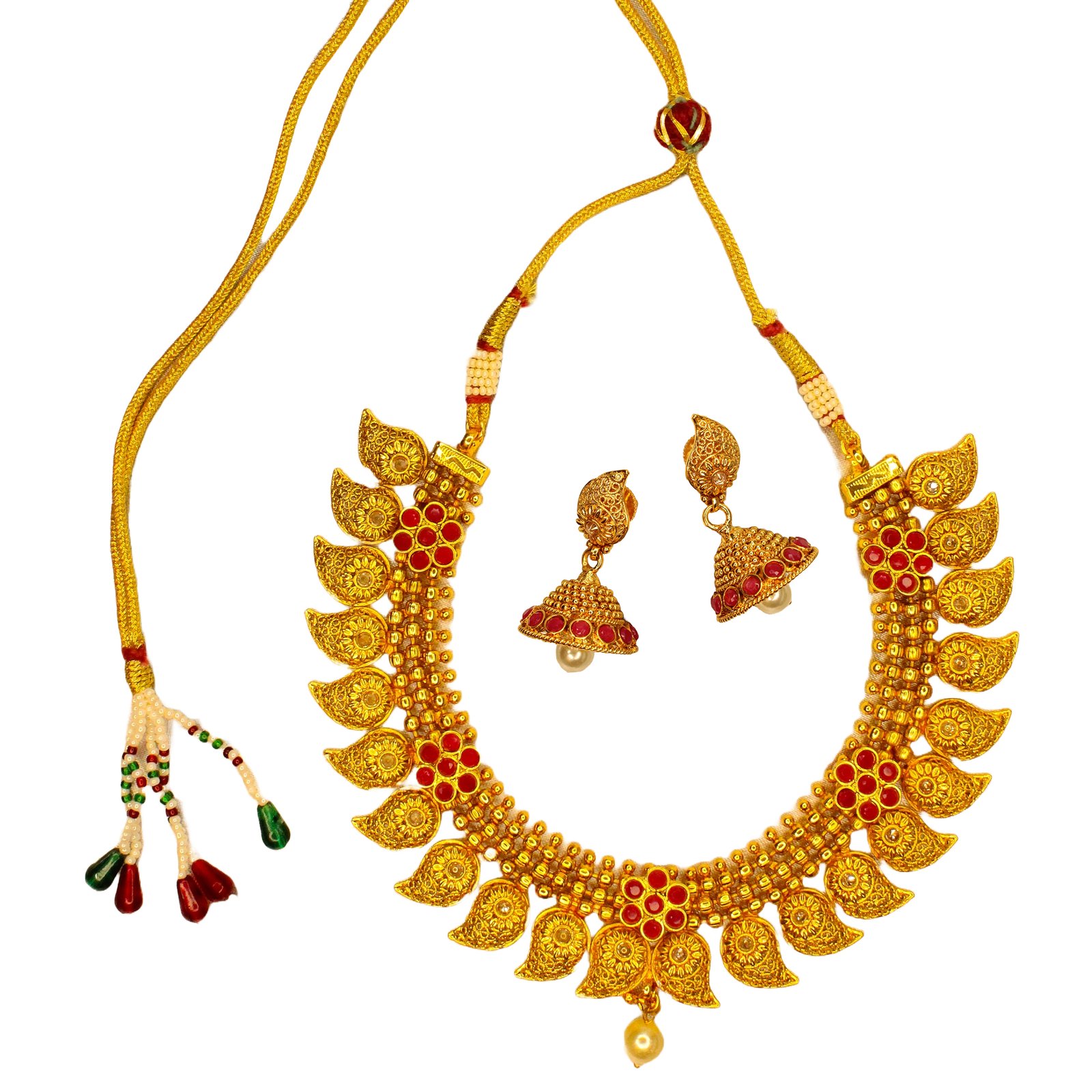 Balusha Regal Gold Leaf Necklace Set