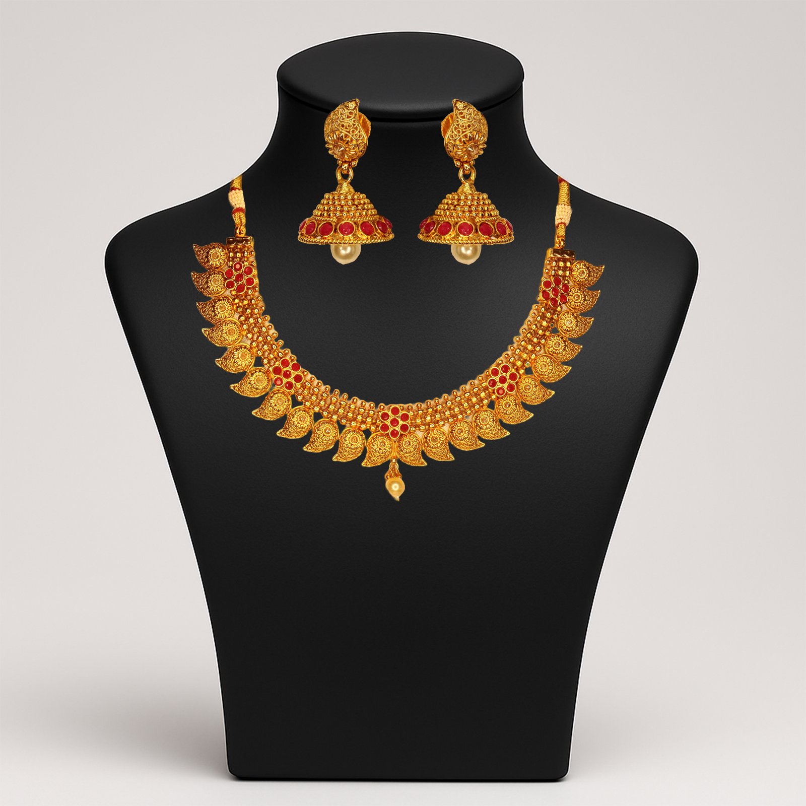 Balusha Regal Gold Leaf Necklace Set - Image 2