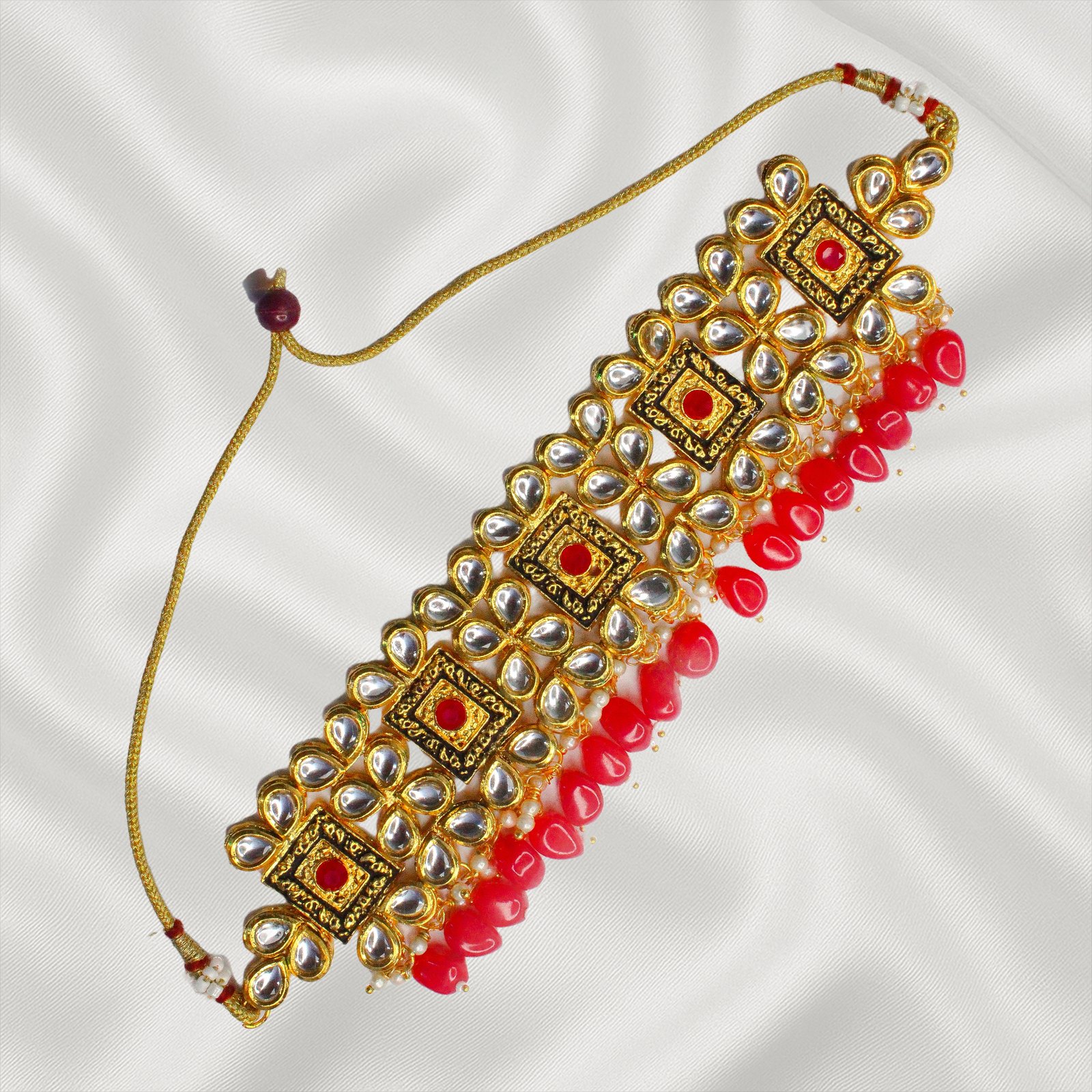 Polki, Meenakari & Kundan Statement Choker Necklace - Image 2