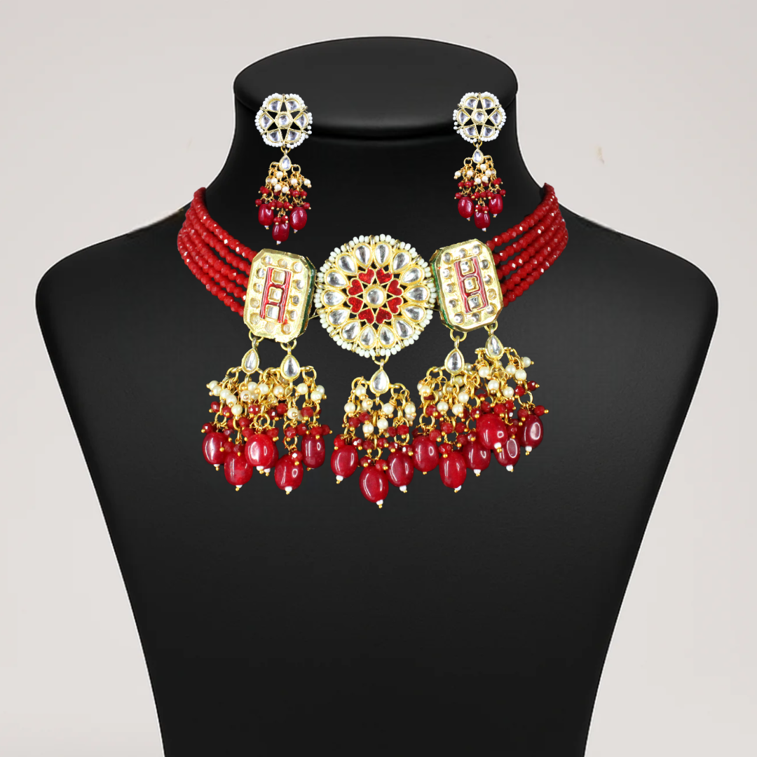 Balusha Regal Red Beaded Choker