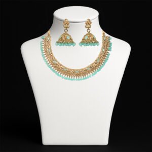 Balusha Regal Gold, Serene Sea-Blue Necklace Set