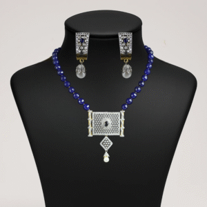 Balusha Blue Elegant Emerald and Pearl Pendant