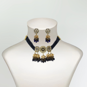 Balusha, Midnight Blue Crystal Bead Necklace Set