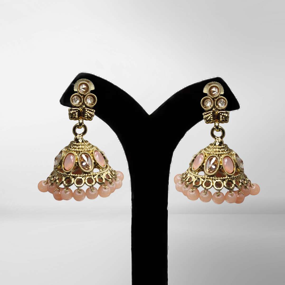 Balusha Salmon Glow Antique Jhumka & Choker Necklace - Image 4