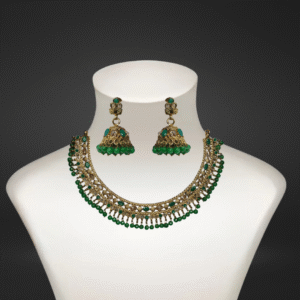 Emerald Balusha Antique Jhumka & Necklace Set