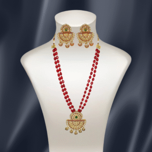 Balusha Royal Red Bead Temple Necklace Set