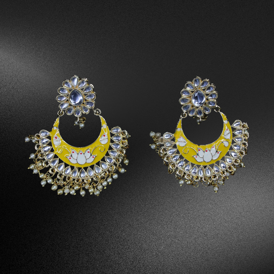 Balusha Lotus Crescent Chandbali Earrings - Image 2