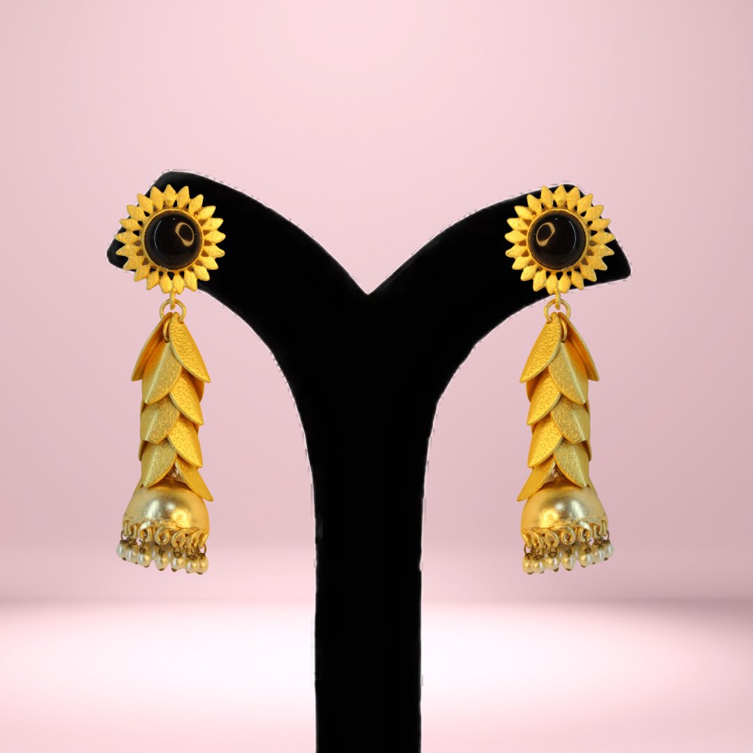 Balusha Golden Sunflower Earrings with Floral Elegance