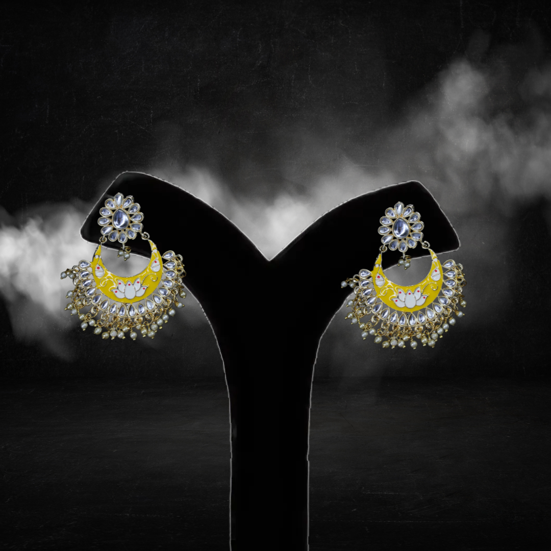 Balusha Lotus Crescent Chandbali Earrings