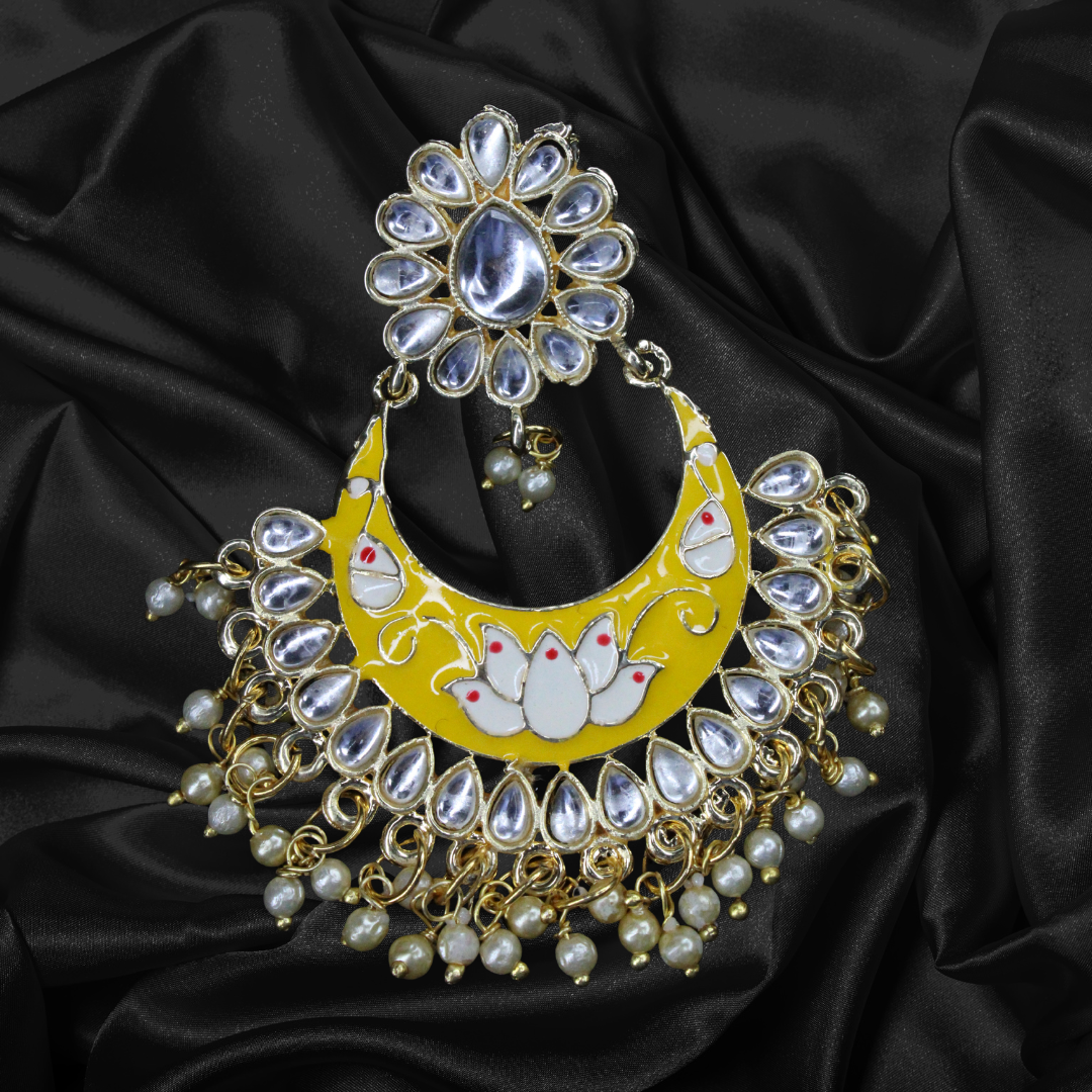 Balusha Lotus Crescent Chandbali Earrings - Image 4