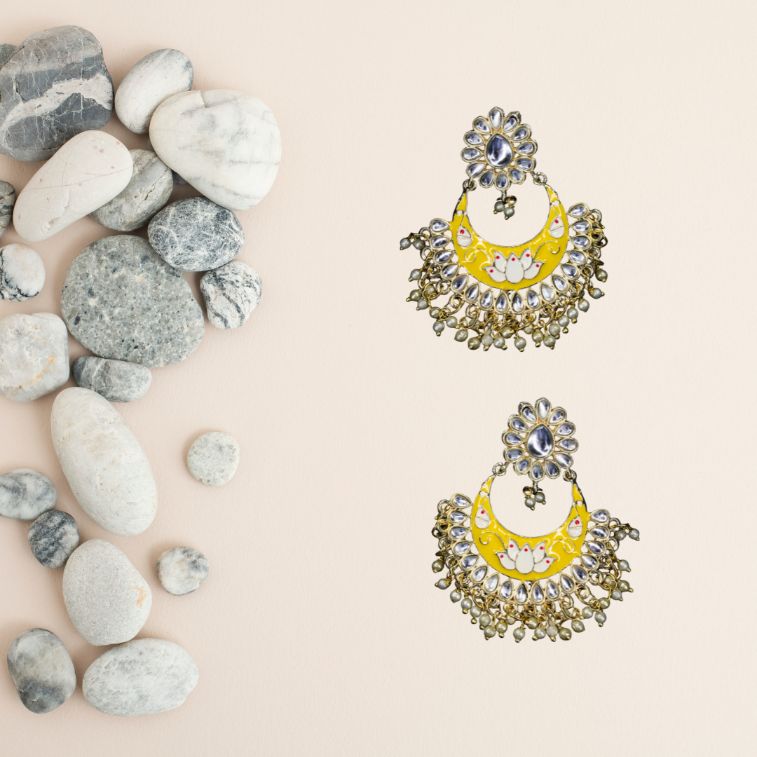 Balusha Lotus Crescent Chandbali Earrings - Image 3