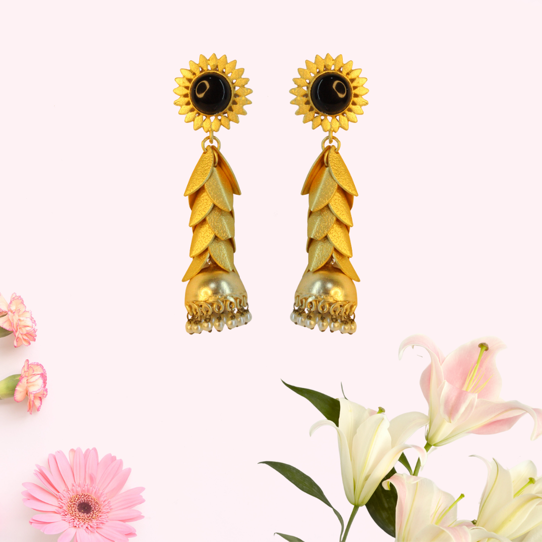 Balusha Golden Sunflower Earrings with Floral Elegance - Image 4