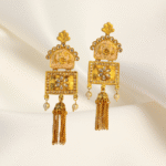 Balusha Kundan Floral Work Golden Earrings