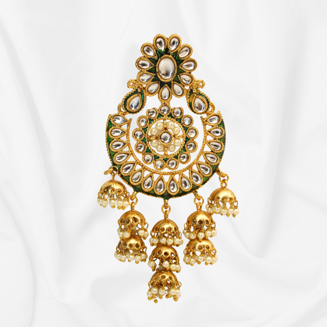 Balusha Royal Jhumkas Hanging Kundan Earrings - Image 2