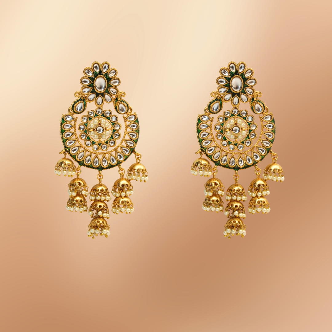 Balusha Royal Jhumkas Hanging Kundan Earrings