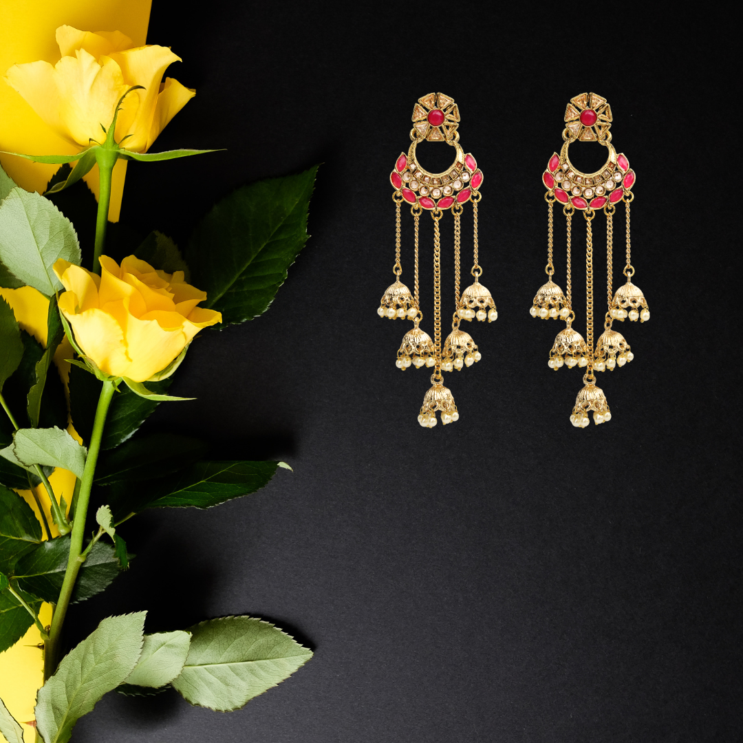 Balusha Graceful Jhumka Earrings with Royal Charm - Image 3