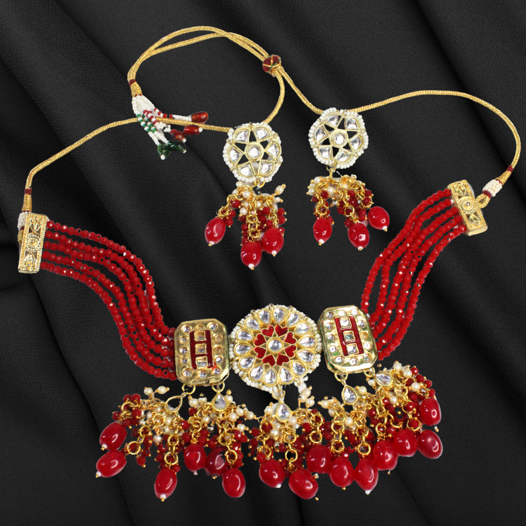 Balusha Regal Red Beaded Choker - Image 3