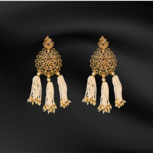 Pale Yellow Gold Tassel Chandbali