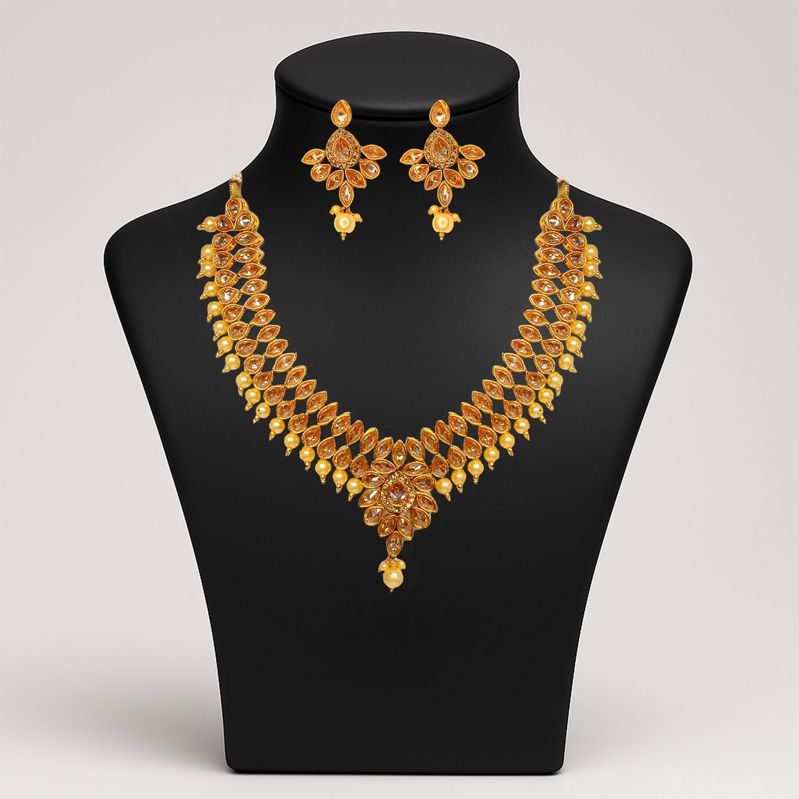 Balusha Elegant Gold-Toned Polki Set