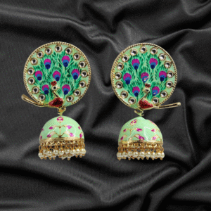 Peacock Elegance Sterling Hoop Jhumka