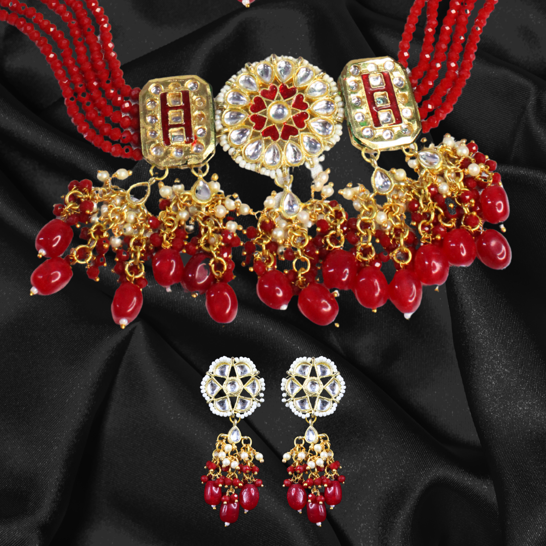 Balusha Regal Red Beaded Choker - Image 4