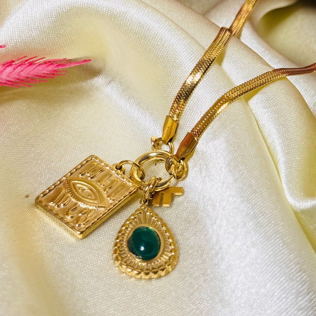 Balusha Gold Pendant With Emerald Accent - Image 3