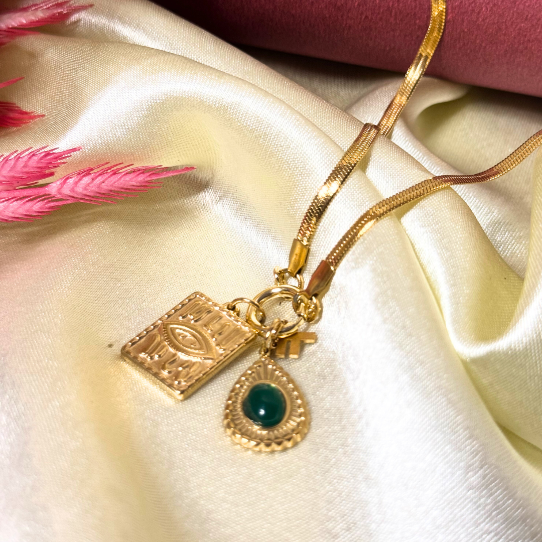 Balusha Gold Pendant With Emerald Accent - Image 2
