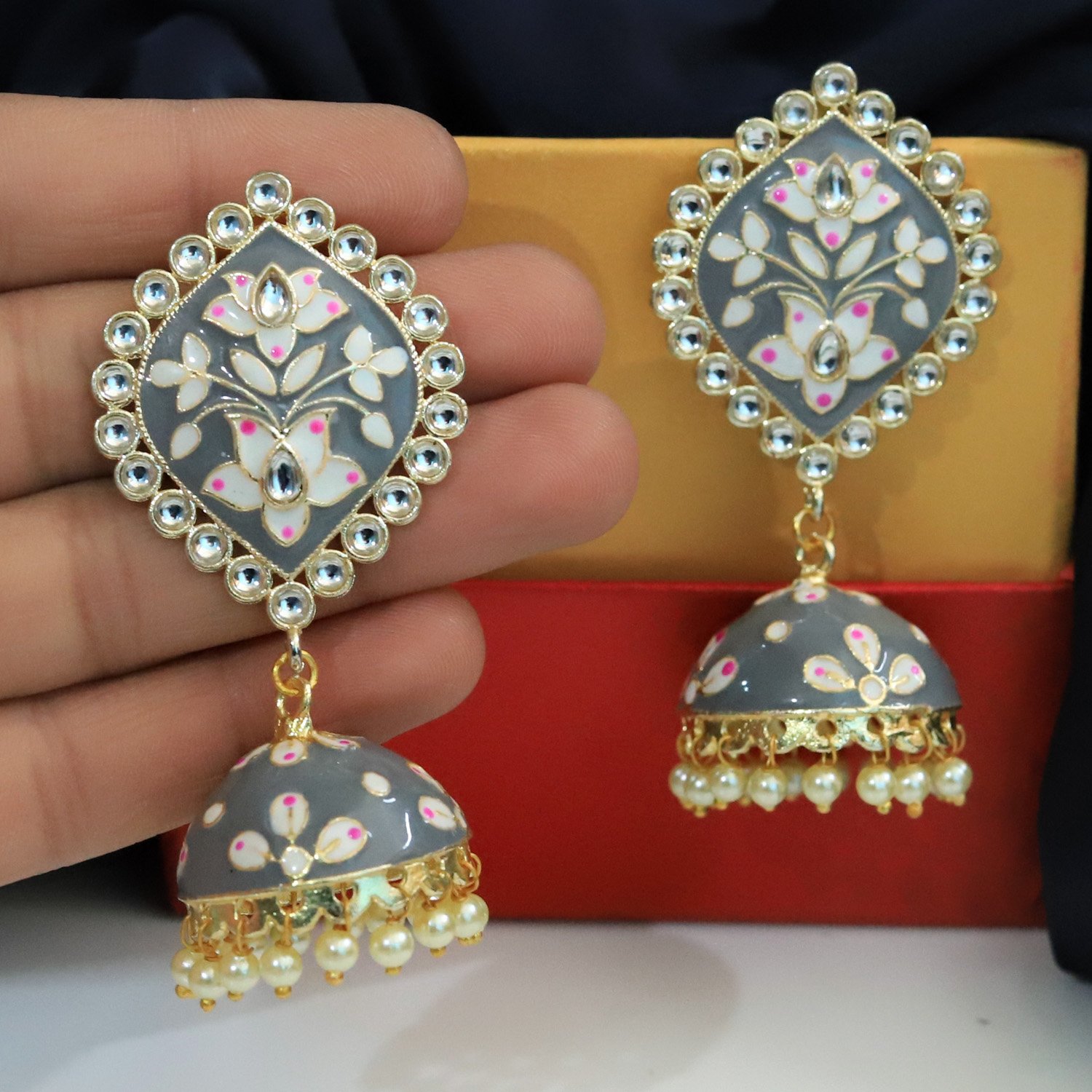 Timeless Grey Jhumka Charm - Image 2